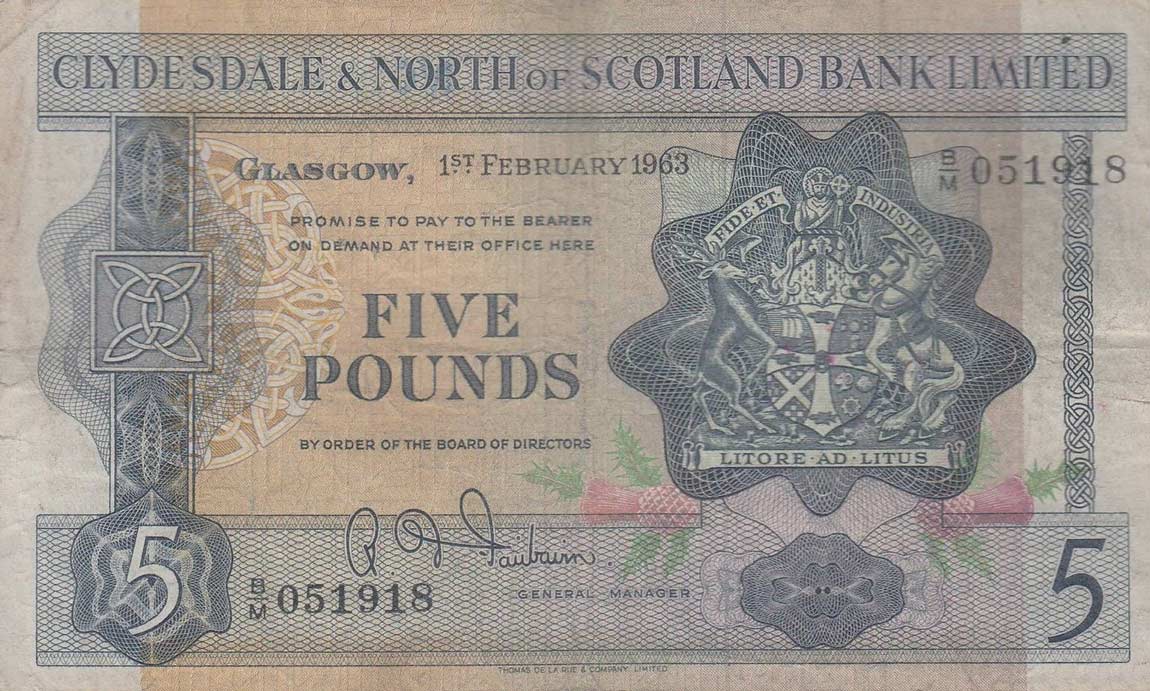 Front of Scotland p196a: 5 Pounds from 1961