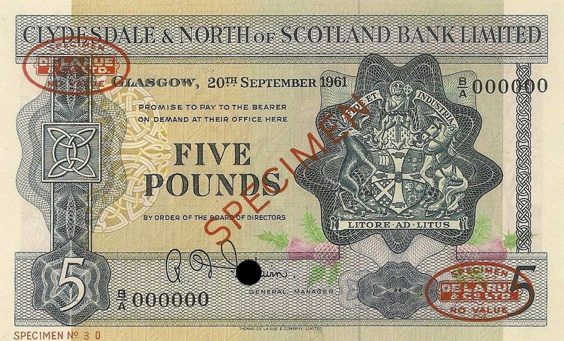 Front of Scotland p196s: 5 Pounds from 1961