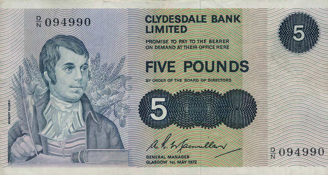 Front of Scotland p205b: 5 Pounds from 1972