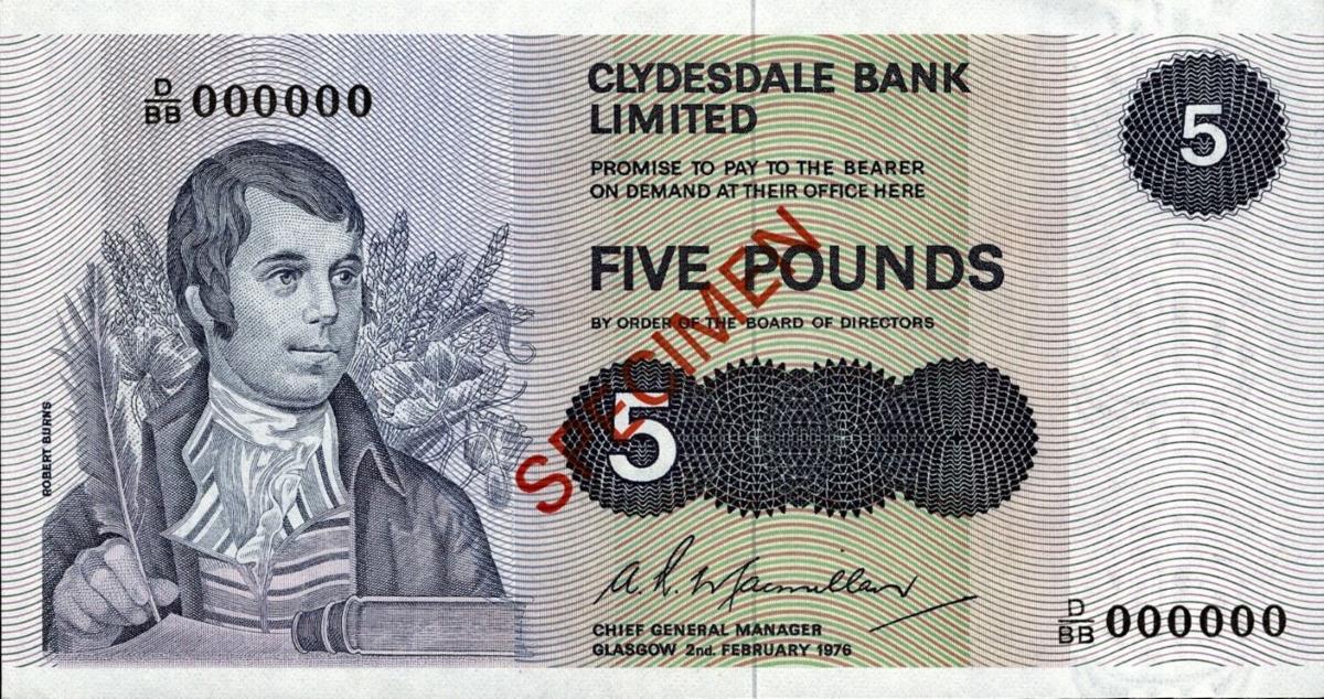 Front of Scotland p205s: 5 Pounds from 1974