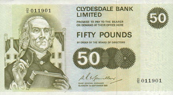 Front of Scotland p209a: 50 Pounds from 1981