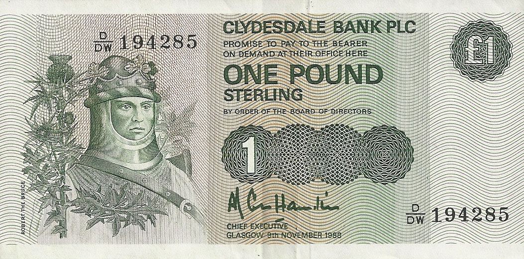 Front of Scotland p211d: 1 Pound from 1987