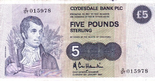 Front of Scotland p212b: 5 Pounds from 1983