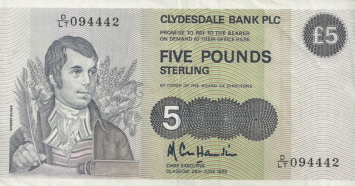 Front of Scotland p212d: 5 Pounds from 1987