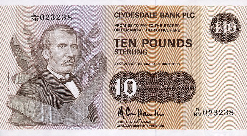 Front of Scotland p213b: 10 Pounds from 1985