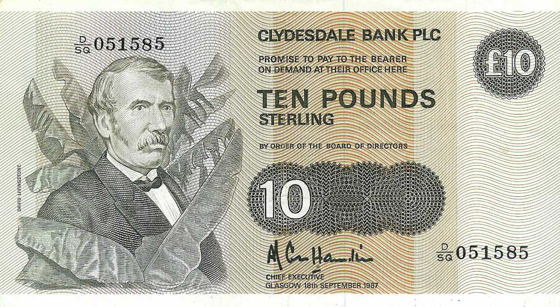 Front of Scotland p213c: 10 Pounds from 1987