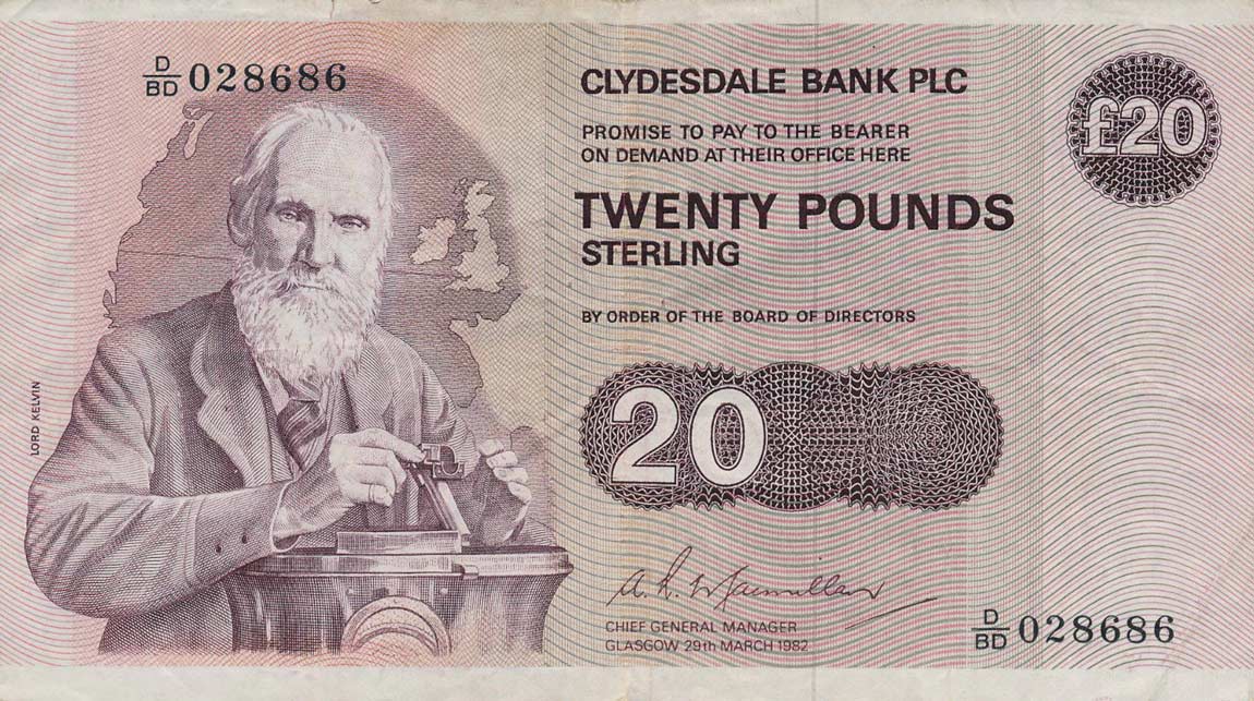 Front of Scotland p215a: 20 Pounds from 1982