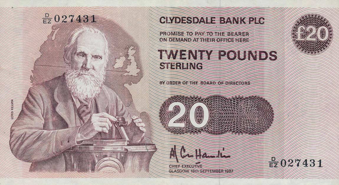 Front of Scotland p215c: 20 Pounds from 1987