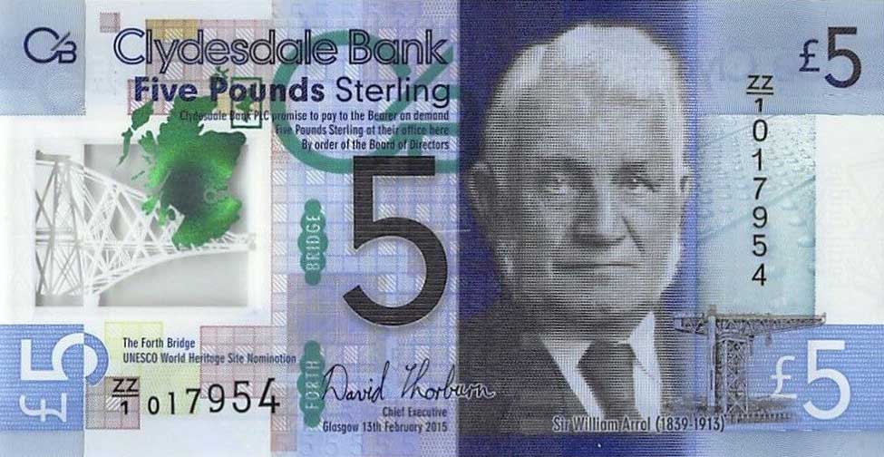 Front of Scotland p229Nr: 5 Pounds from 2015