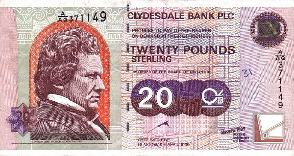 Front of Scotland p229: 20 Pounds from 1999