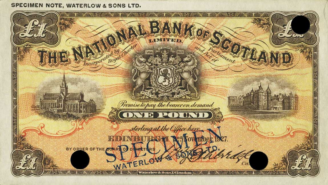 Front of Scotland p256s: 1 Pound from 1927