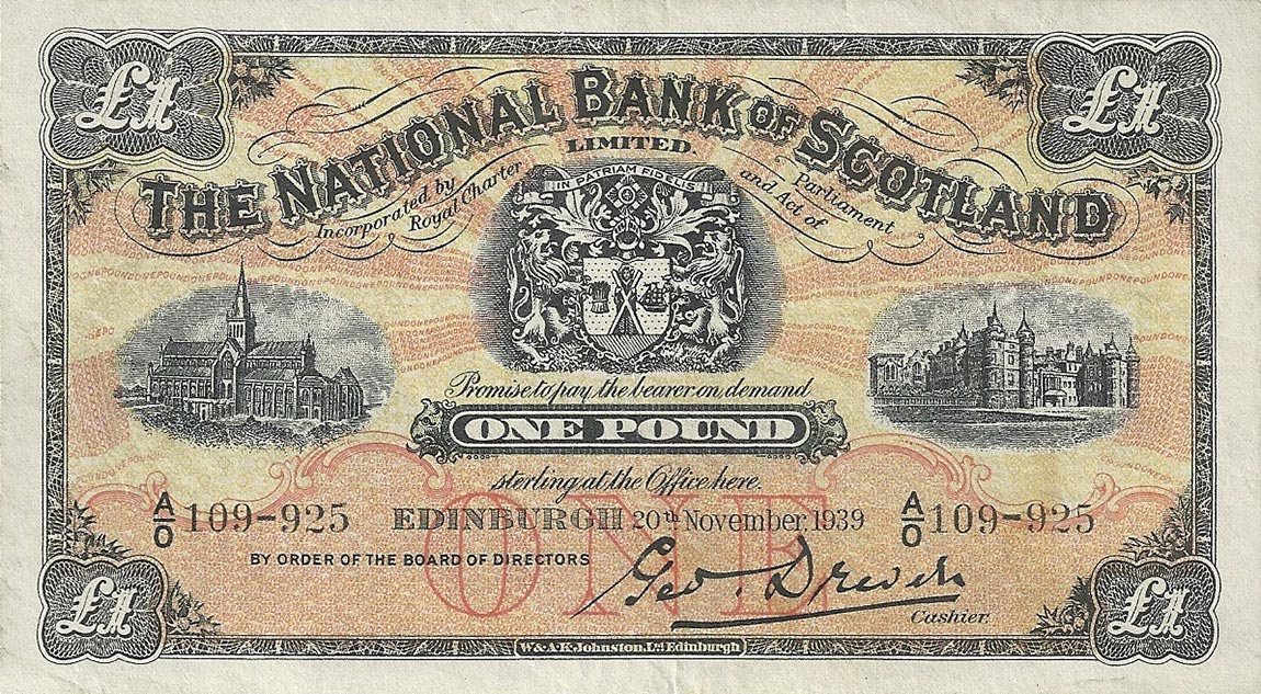 Front of Scotland p258a: 1 Pound from 1934