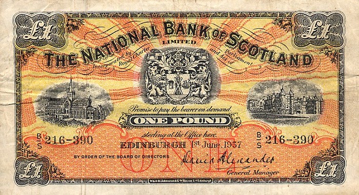 Front of Scotland p258c: 1 Pound from 1959