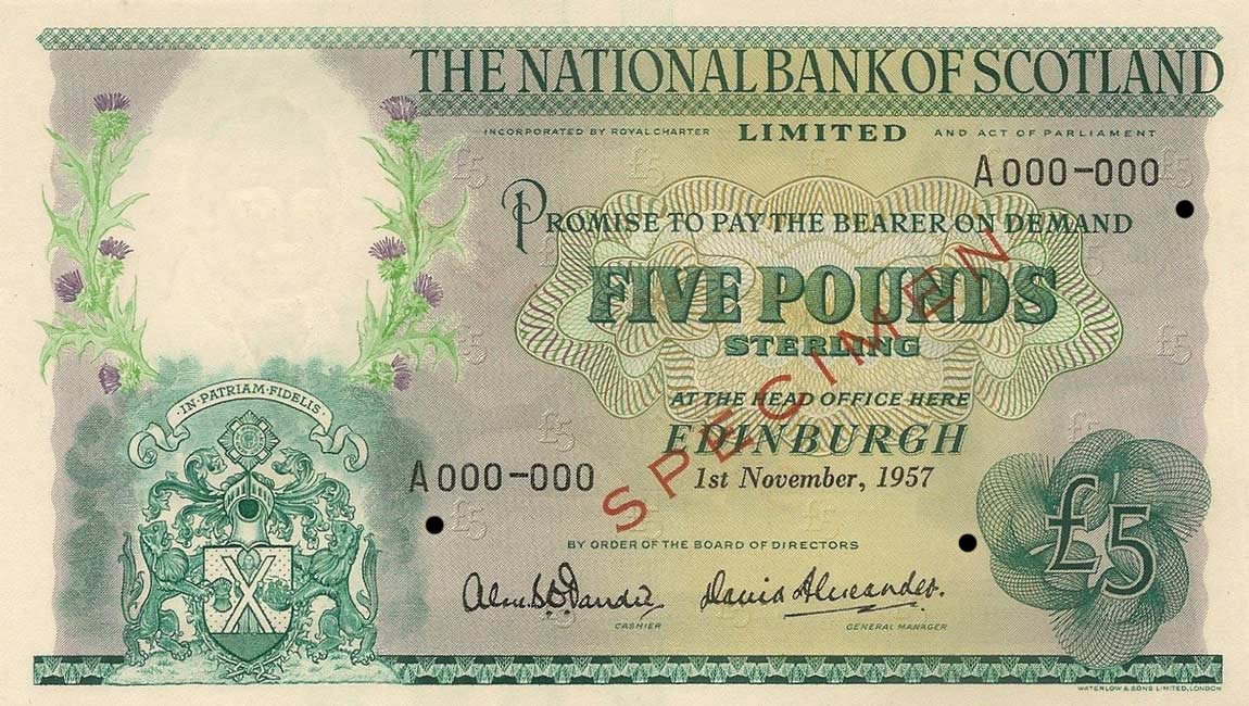 Front of Scotland p262s: 5 Pounds from 1957