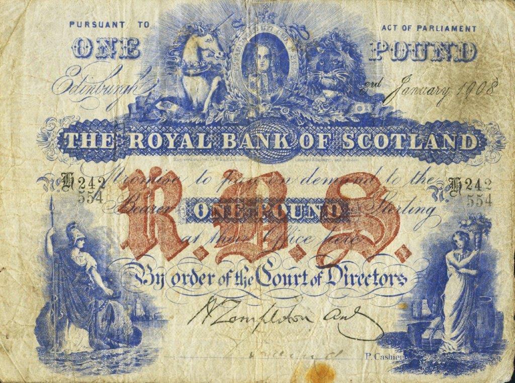 Front of Scotland p316c: 1 Pound from 1887