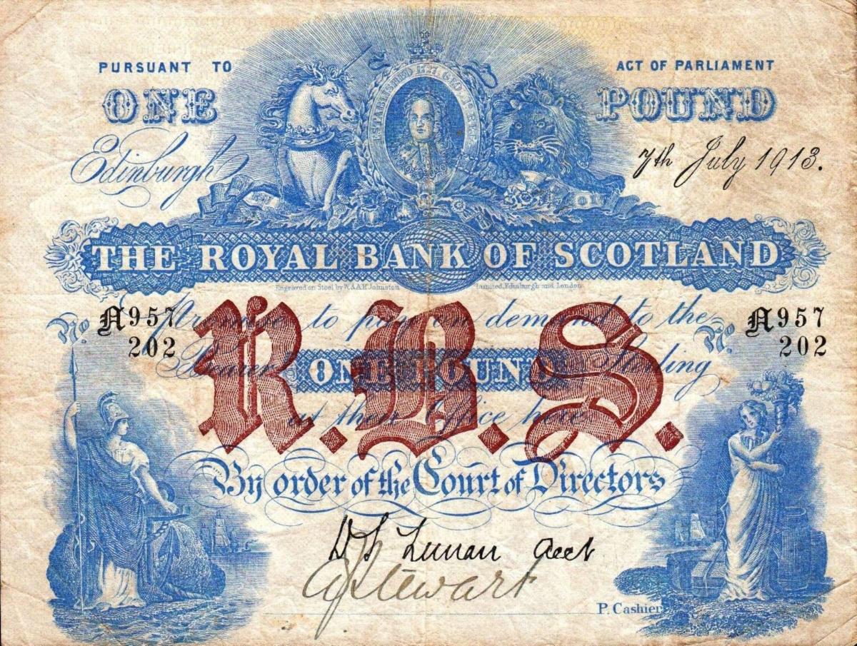 Front of Scotland p316d: 1 Pound from 1908