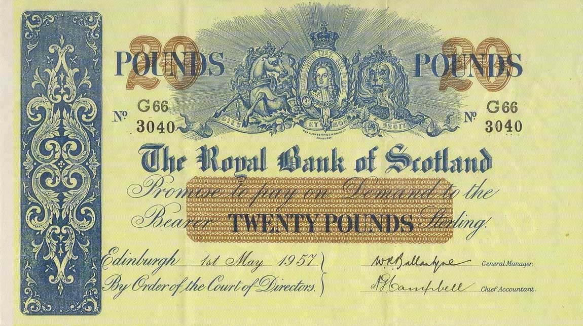 Front of Scotland p319c: 20 Pounds from 1947