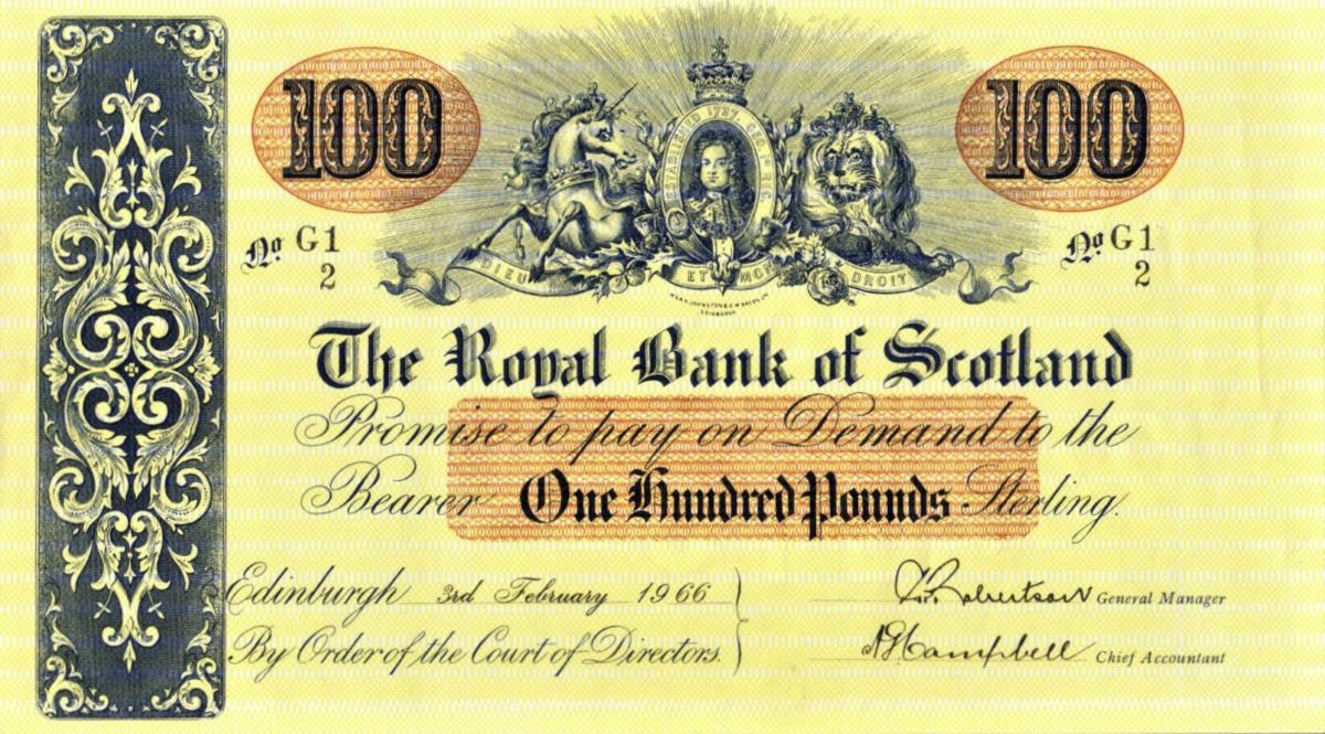 Front of Scotland p320c: 100 Pounds from 1960