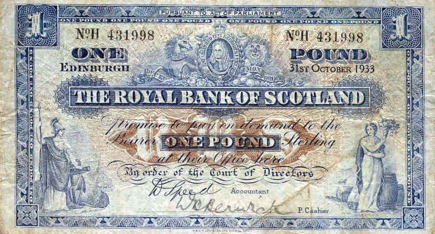 Front of Scotland p321: 1 Pound from 1927