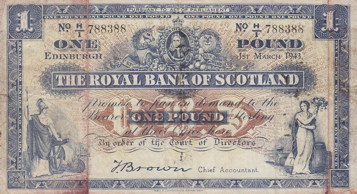 Front of Scotland p322b: 1 Pound from 1943