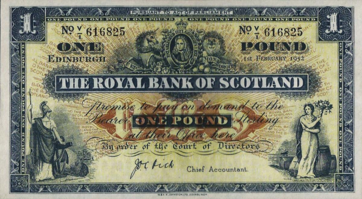 Front of Scotland p322c: 1 Pound from 1951