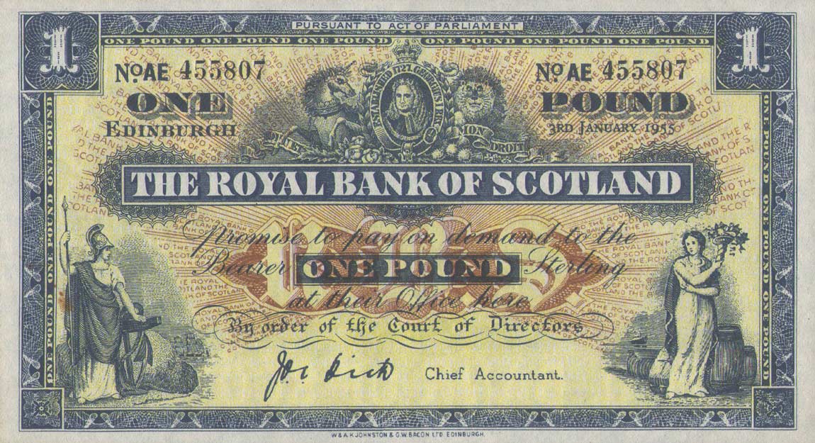 Front of Scotland p322d: 1 Pound from 1953