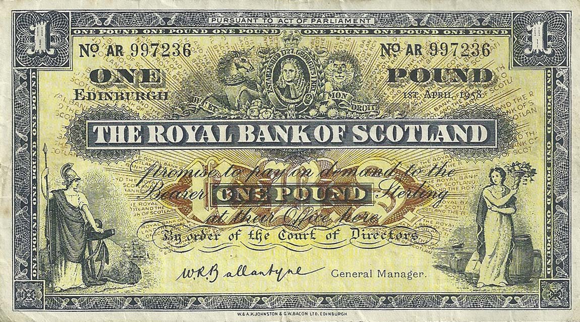 Front of Scotland p324a: 1 Pound from 1955