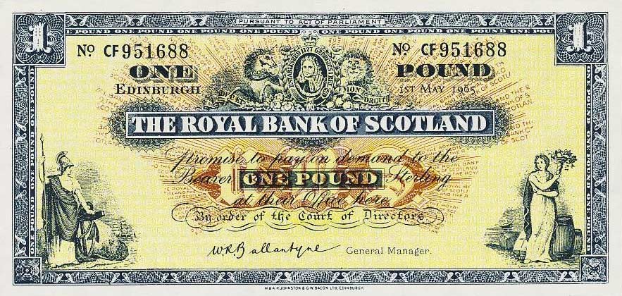 Front of Scotland p325a: 1 Pound from 1964