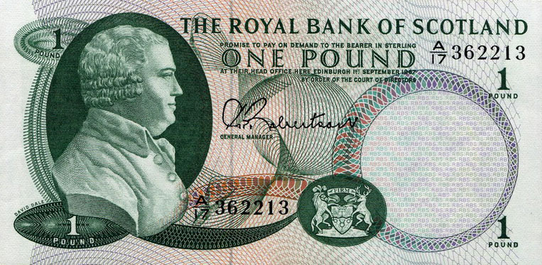 Front of Scotland p327a: 1 Pound from 1967