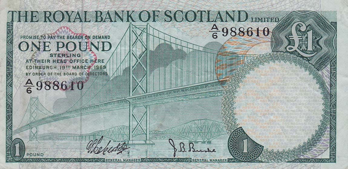 Front of Scotland p329a: 1 Pound from 1969