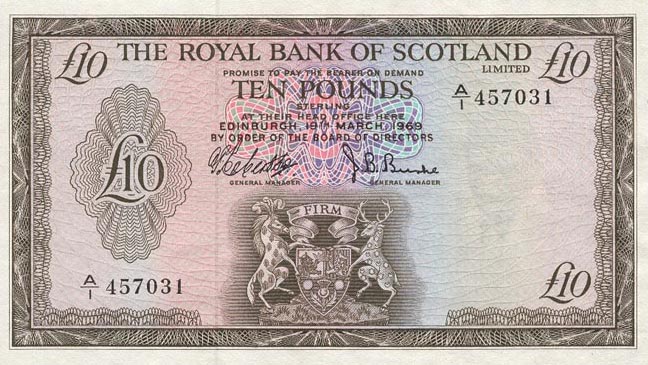 Front of Scotland p331a: 10 Pounds from 1969