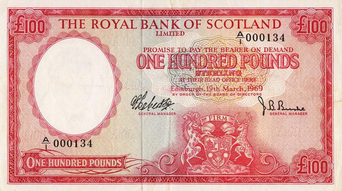 Front of Scotland p333a: 100 Pounds from 1969