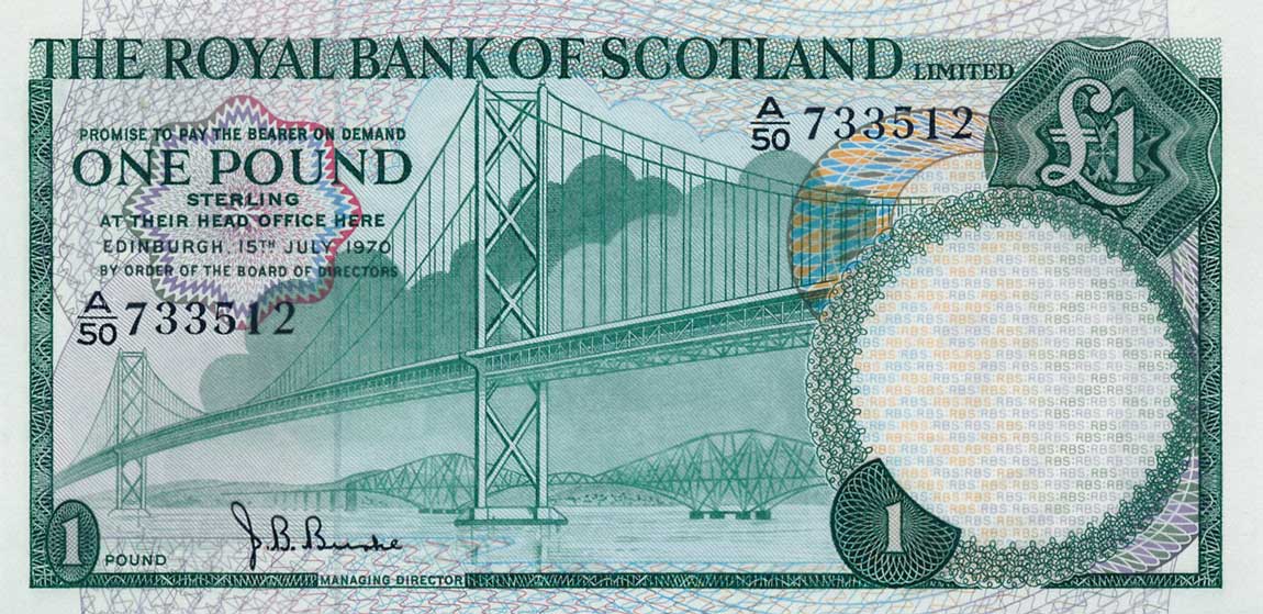 Front of Scotland p334a: 1 Pound from 1970