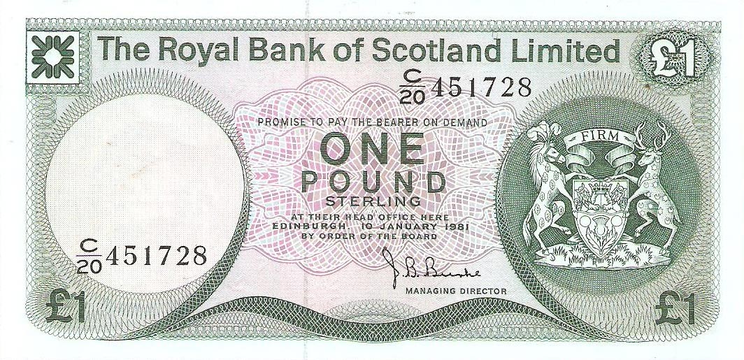 Front of Scotland p336a: 1 Pound from 1972