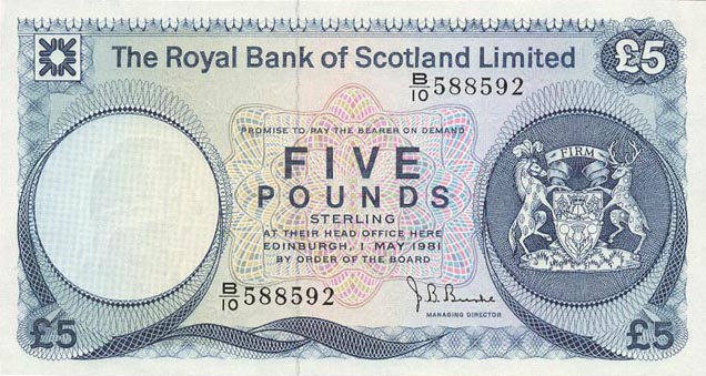 Front of Scotland p337a: 5 Pounds from 1972