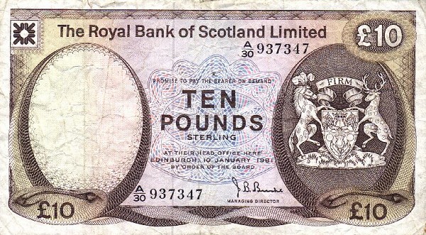 Front of Scotland p338a: 10 Pounds from 1972