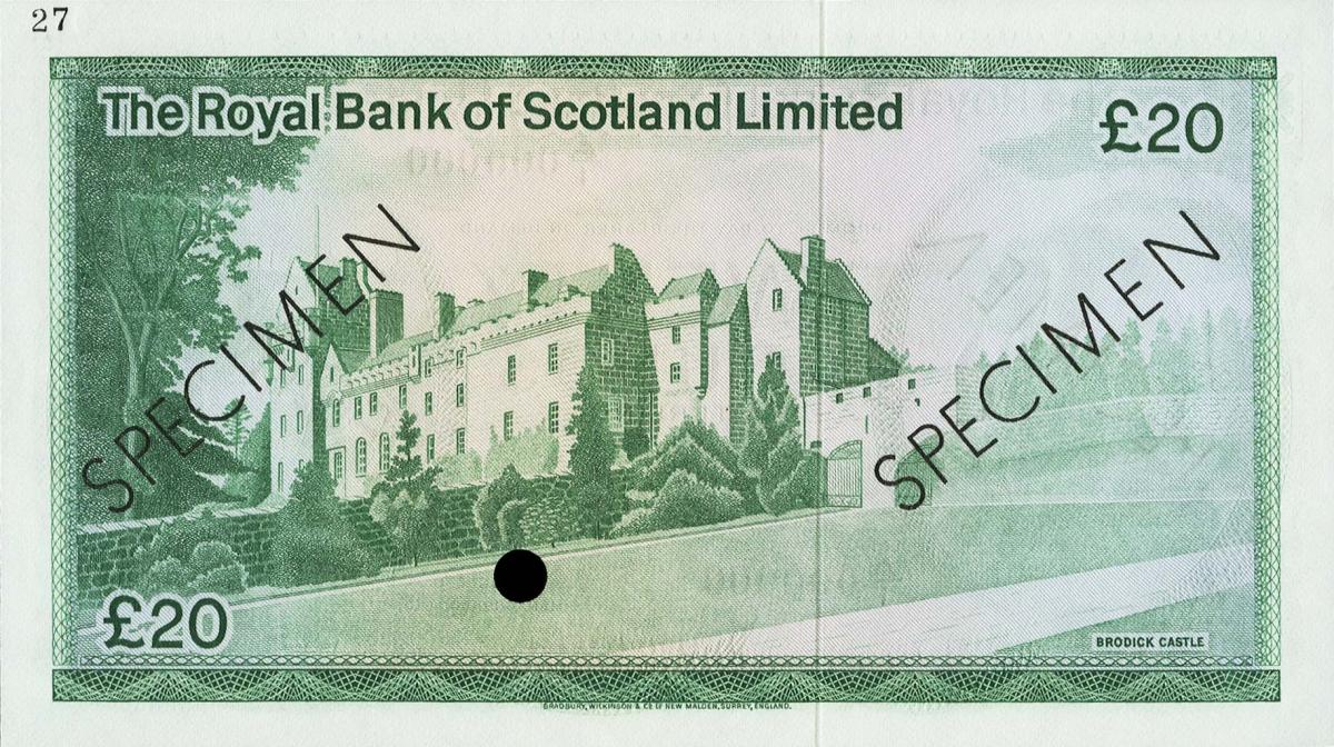 Back of Scotland p339ct: 20 Pounds from 1972