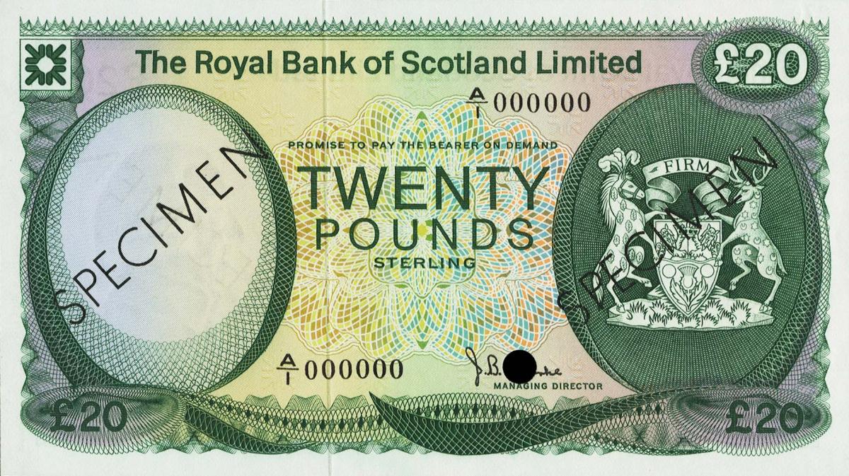 Front of Scotland p339ct: 20 Pounds from 1972