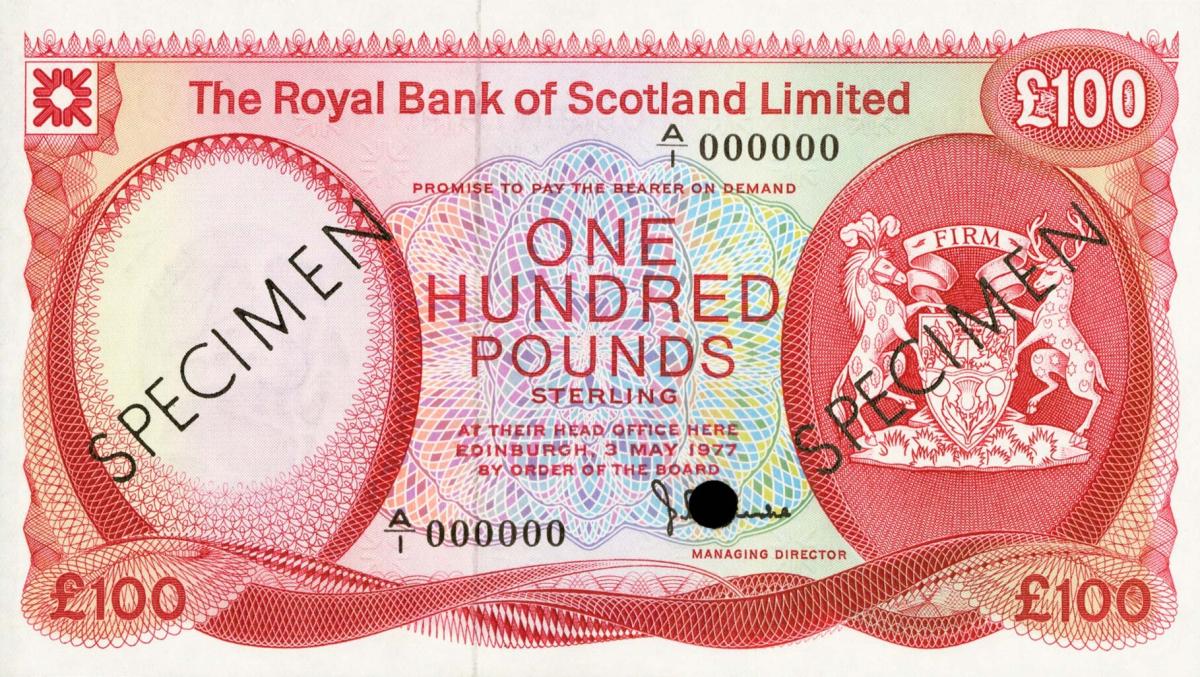 Front of Scotland p340s: 100 Pounds from 1972