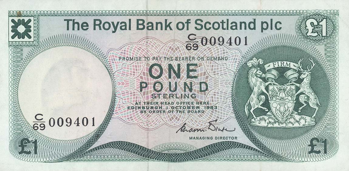 Front of Scotland p341b: 1 Pound from 1983