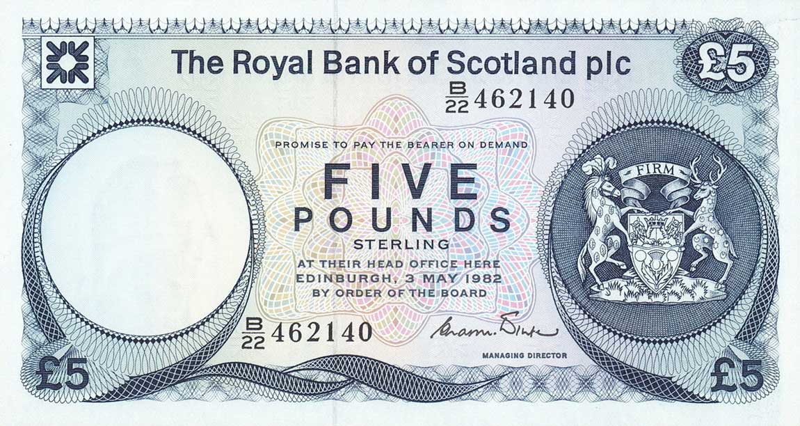 Front of Scotland p342a: 5 Pounds from 1982