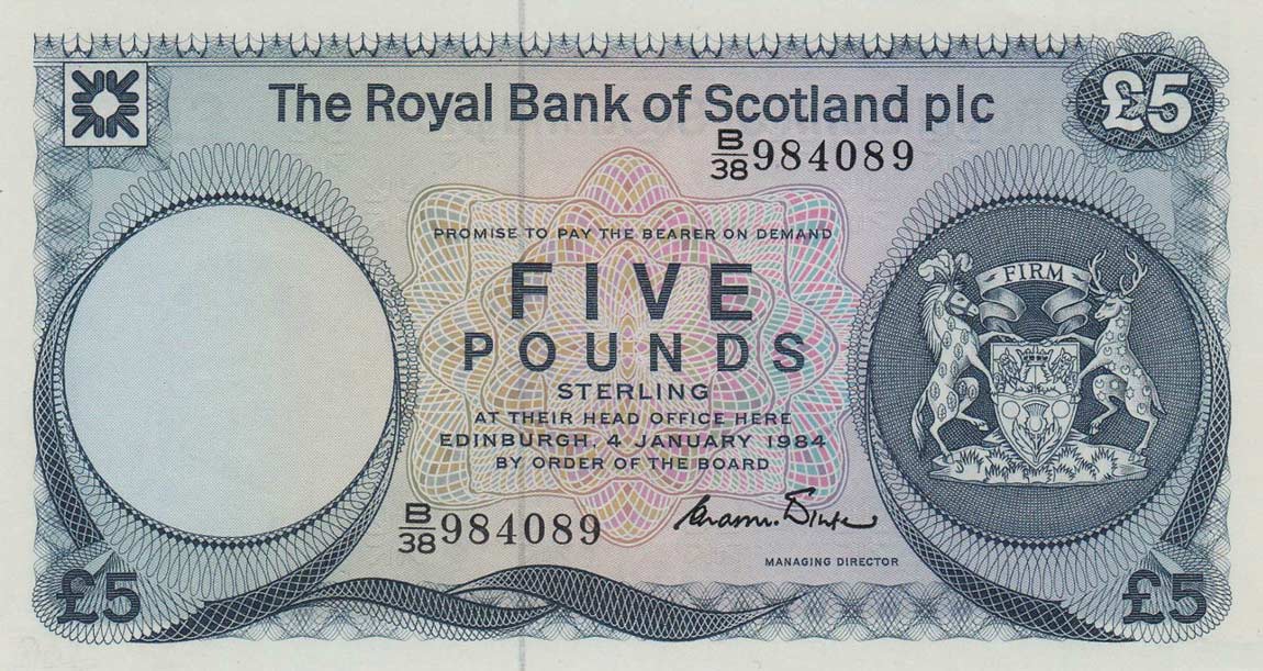 Front of Scotland p342b: 5 Pounds from 1984