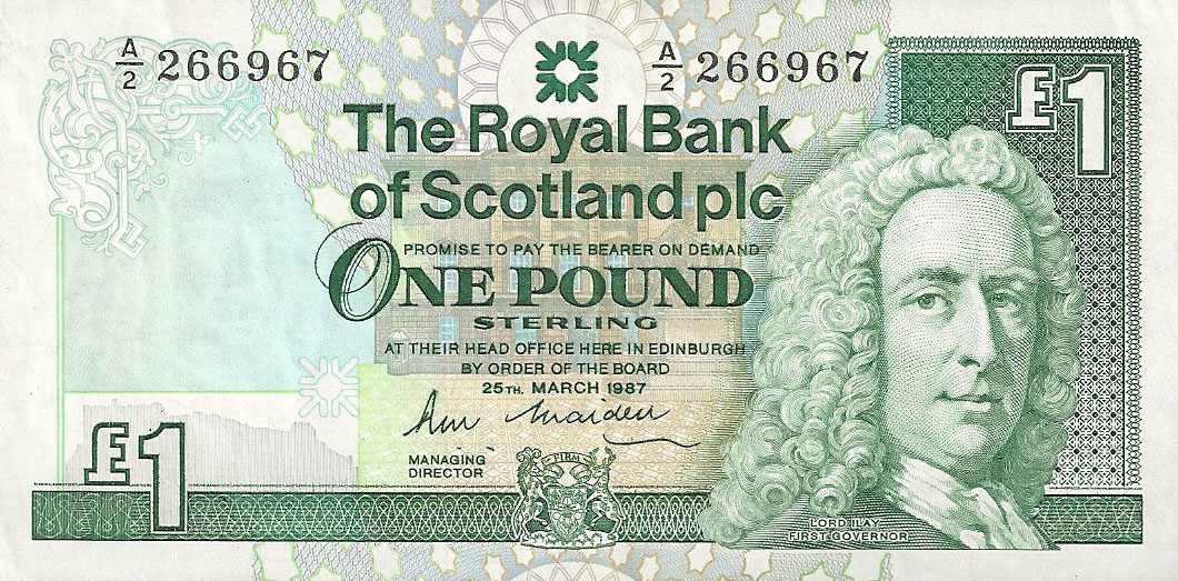 Front of Scotland p346a: 1 Pound from 1987