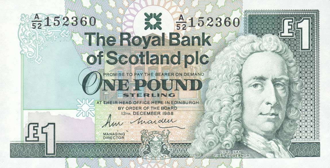 Front of Scotland p351a: 1 Pound from 1988