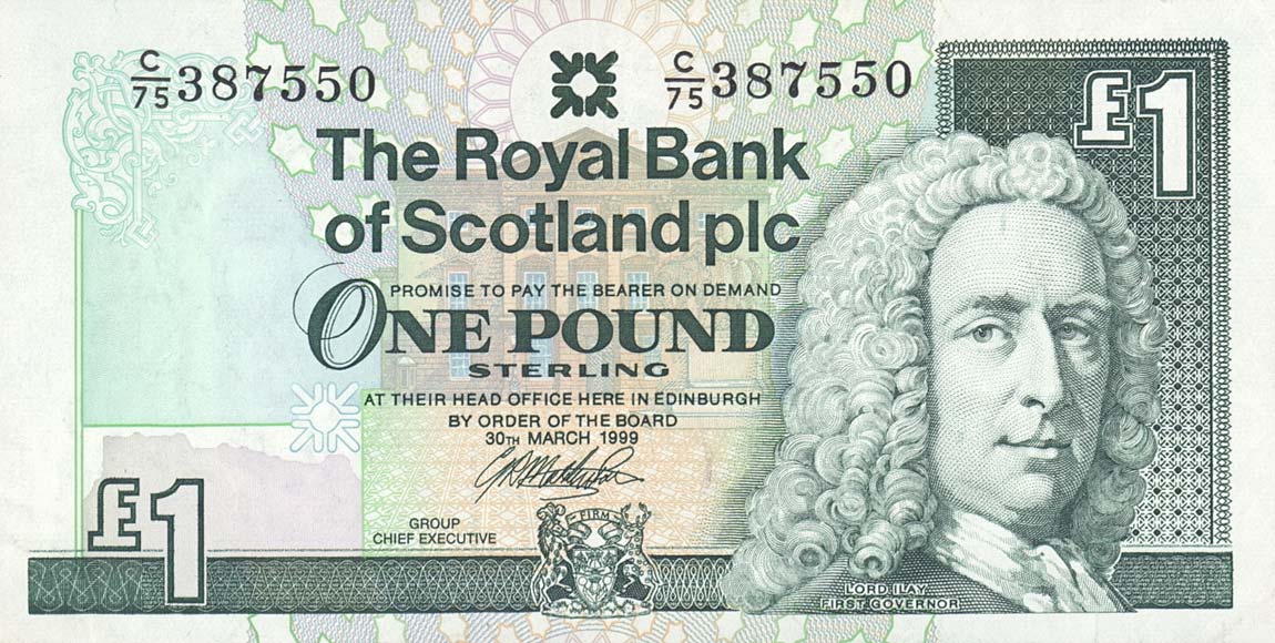 Front of Scotland p351d: 1 Pound from 1999