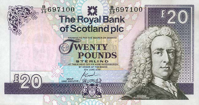 Front of Scotland p354d: 20 Pounds from 2000