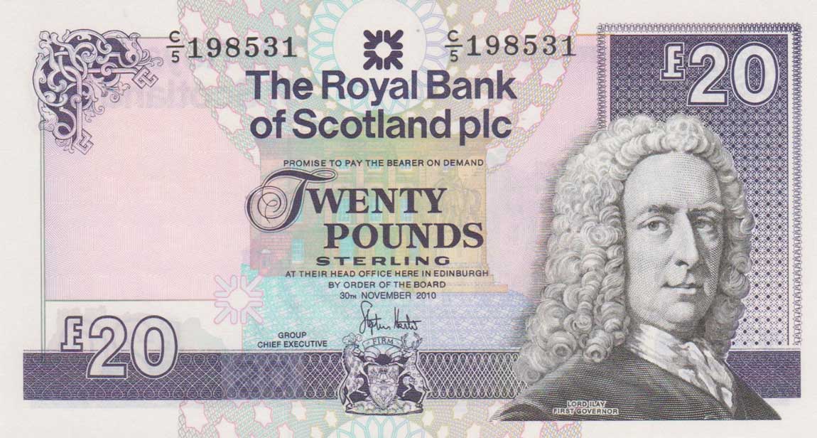 Front of Scotland p354e: 20 Pounds from 2010