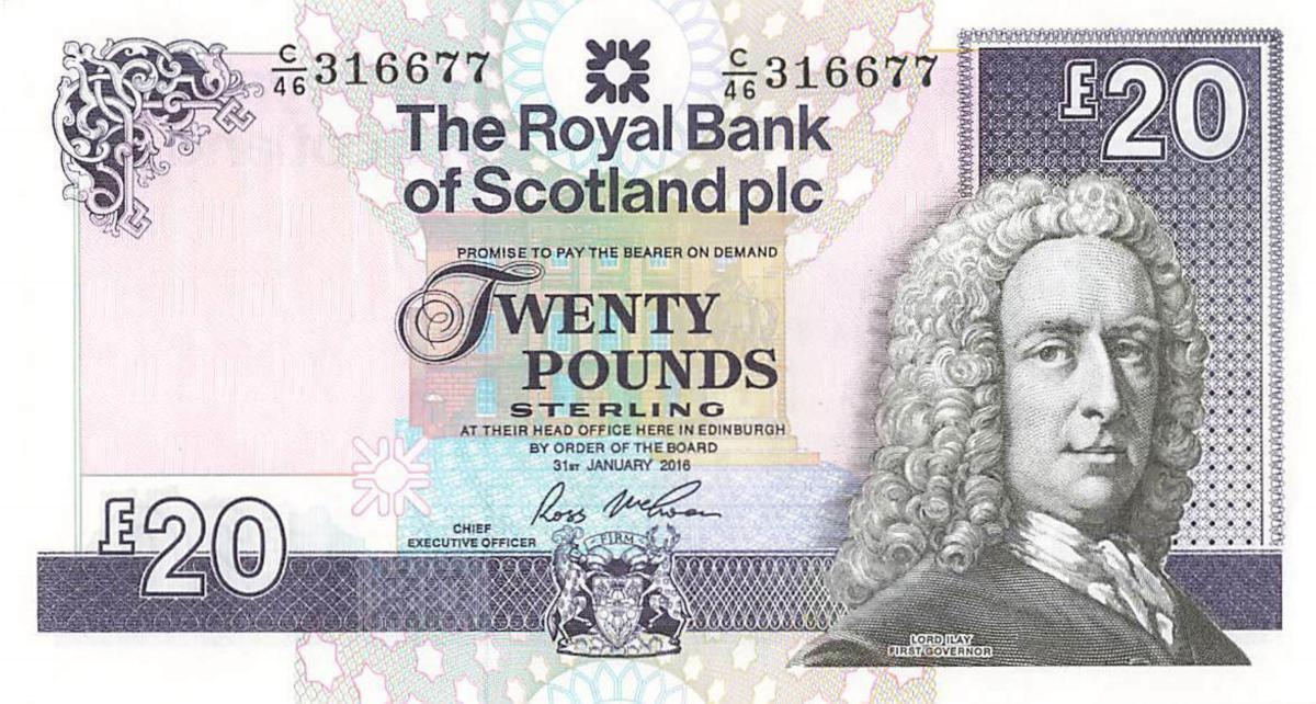 Front of Scotland p354f: 20 Pounds from 2016