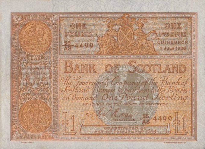 Front of Scotland p81d: 1 Pound from 1927