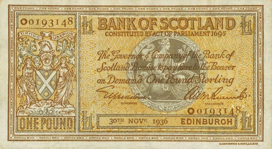 Front of Scotland p91a: 1 Pound from 1935